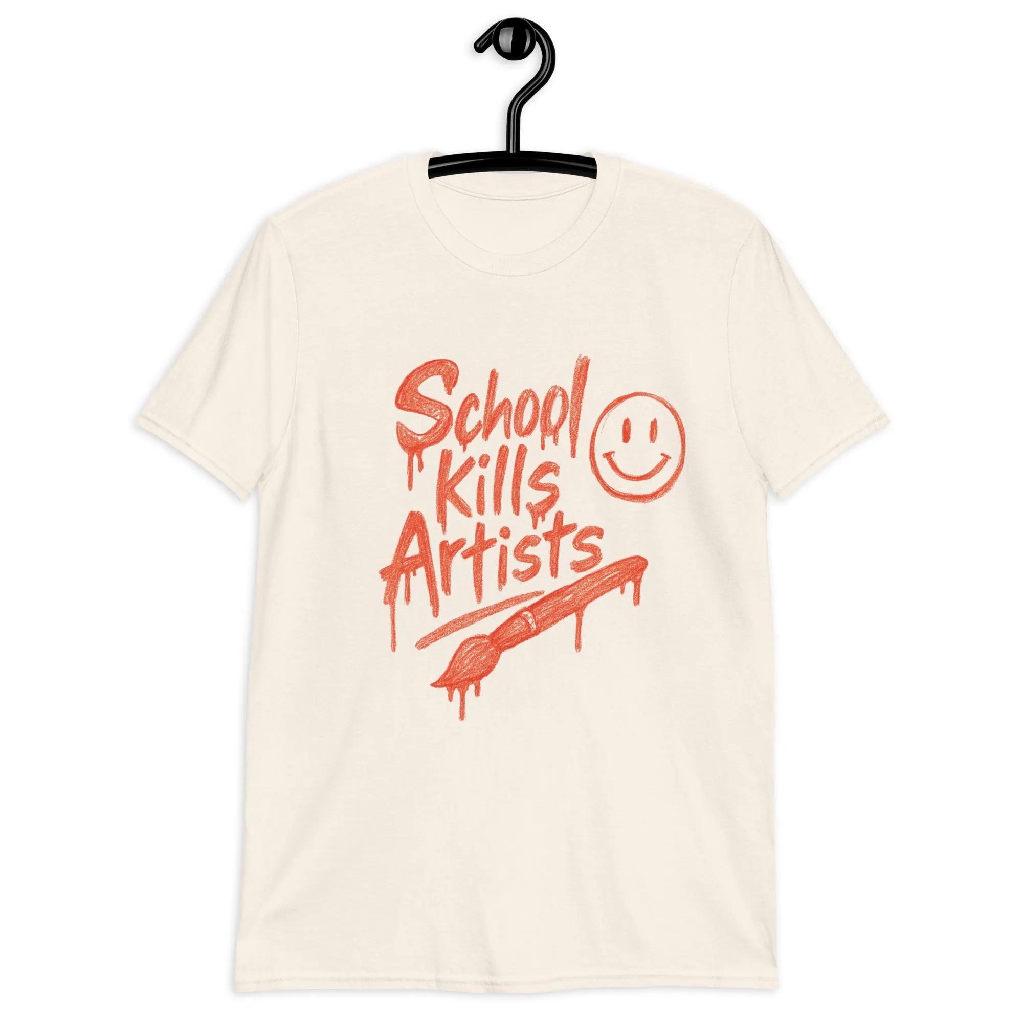 Unique School Kills Artists Urban Crayon Style Shirt Handdrawn Street Art Smile Graffiti Tee Edgy Artist Gift 4XL