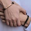 Vnox Free Personalized Custom Couple Bracelets for Women and Men Handmade Rope Braided Nameplate ID Matching Size Adjustable