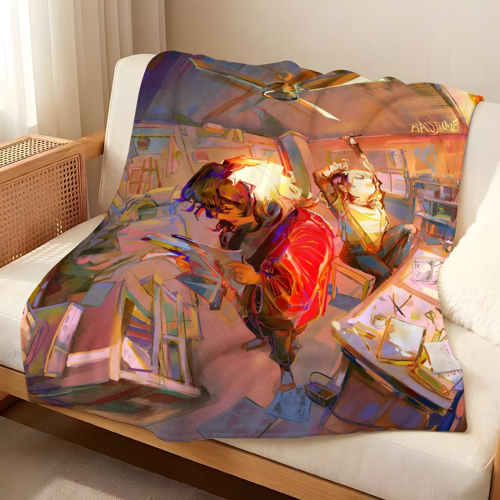 Anime L-Look B-Back Throw Flannel Blanket Suitable for Sofas Beds Offices Travel, Camping Chairs