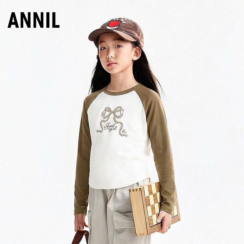 Круглая футболка с длинным рукавом для девочек Annil 140