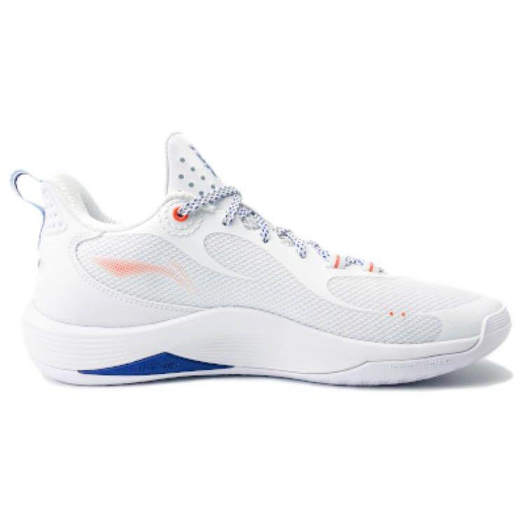 Li Ning Flashing CBA Xinjiang Team PE Comfortable Trendy Non-Slip Wear-Resistant Low-Top Basketball Shoes Men sneaker White Blue ABPU001-14