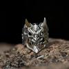 Retro Prajna Mask Ring For Men Punk Gothic Rock Hiphop Adjustable Open Ring Handmade Designer  Biker Accessories Man Gift