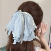 French Retro Mesh Pearl Bow Grab Clip Temperament Fashion Chiffon Half Grab Autumn and Winter Hair Accessories Hairpin