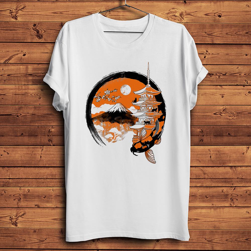 

Nippon Gojunoto Mount Fuji Koi Fish Enso Funny TshirtCasual Short Sleeve White TShirt Unisex TeeNocracking Breathable Print 4XL