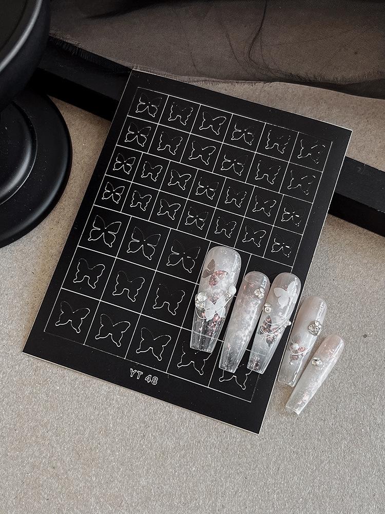 Nail Art Accessories: Adhesive Stickers, Star & Butterfly Designs, Glue Pads, Spray Paint, Small Decor Elements