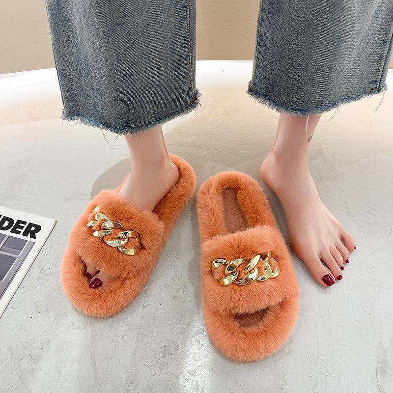 Mao Mao slippers women's outer wear 2025 spring and summer new ins trendy non-slip cross chain home cute autumn and winter cotton mop