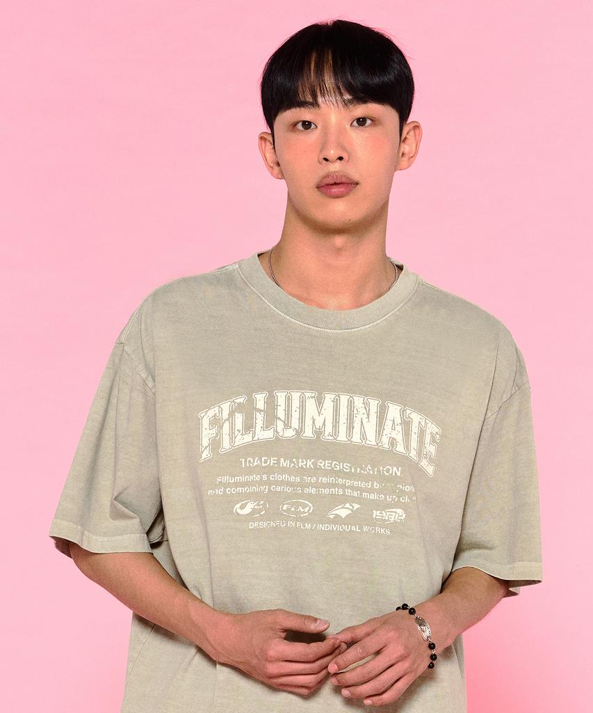 FILLUMINATE Damaged Graphic Pigment T-Shirt - Beige