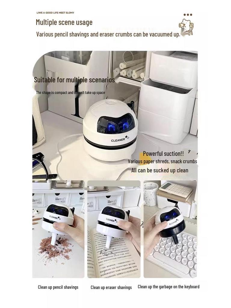 USB Rechargeable Mini Desktop Vacuum Cleaner for Dust and Shavings