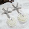Summer Beach Vacation Style Alloy Starfish Pendant Imitation Pearl Scallop Tassel Earrings for Women Fashion Accessorie Jewerly