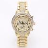 Luxury Gold Watch for Women Geneva Brand New Ladies Quartz Watch Full Stainless Steel with Rhinestones Elegant Wristwatch G