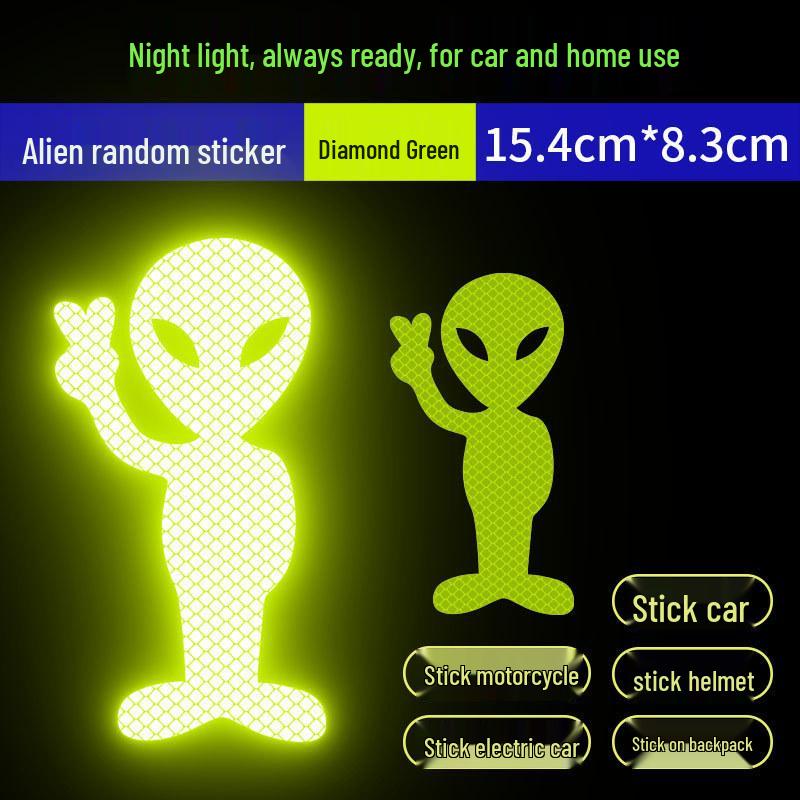 

Reflective Alien Motorcycle Safety Decal for Night Driving Standard зелёный/алмаз