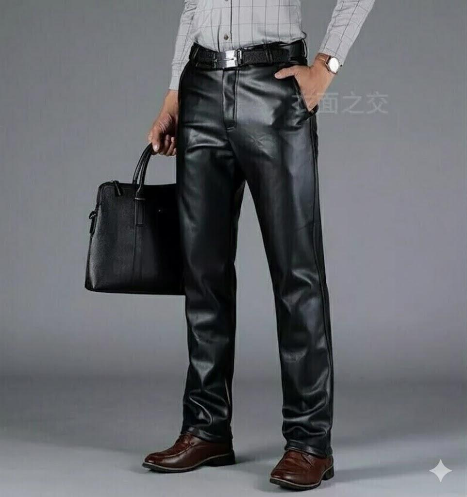 

Кожаные брюки Штанины Стильные Черные Офисные Из овчины Наряд Мужские Приталенные Натуральные Ручной работы 42 чёрный