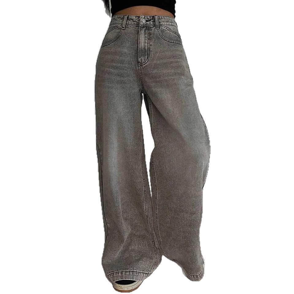High Waist Straight Jeans Damen Locker Lässig Denim Hose Tägliche Straßenhose