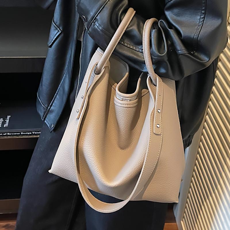 Textured Commuting Tote Bag for Women 2025 New Autumn Large Capacity PU Handbags High-end Shopping Buckle Crossbody Bags