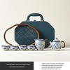 Ru Kiln Lotus Scroll Kung Fu Tea Set – Blue & White Ceramic Teapot Gift Box with Logo