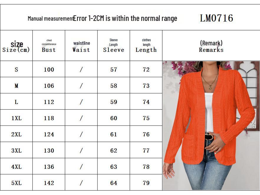 Cardigan elegant cu mâneci lungi, culoare uni, cu buzunare - Colecția de toamnă 2025