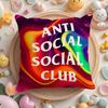 A-Anti Social Social Club Cushion Cover Plush Fabric Soft Double-Sided Printed Sofa Pillow Case Colorfast Home Decor Gift