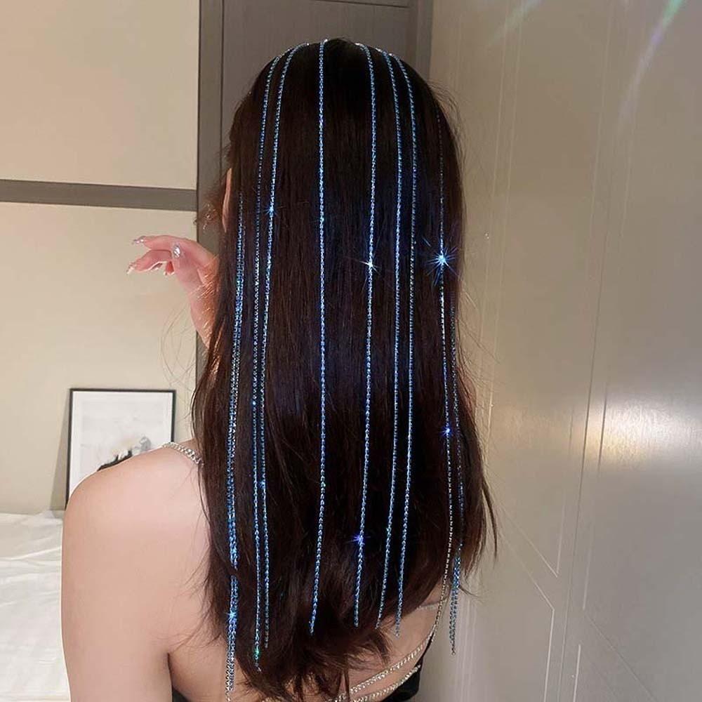 Shiny Rhinestone Tassel Headband Sweet Women Hair Hoop 4 in 1 Hair Bands with Tassels  Female