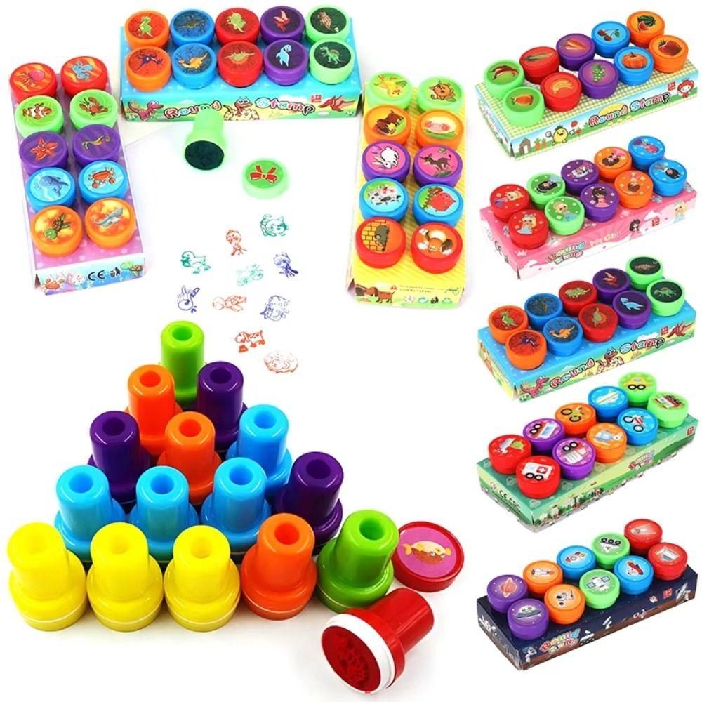 10/12/26 st Självfärgande Djurstämplar för Barn Skattkista Pris Födelsedagskalas Gåva