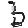 Handheld Video Camera Stabilizer with LED Light Microphone Portable U Shape Camera Stabilizer