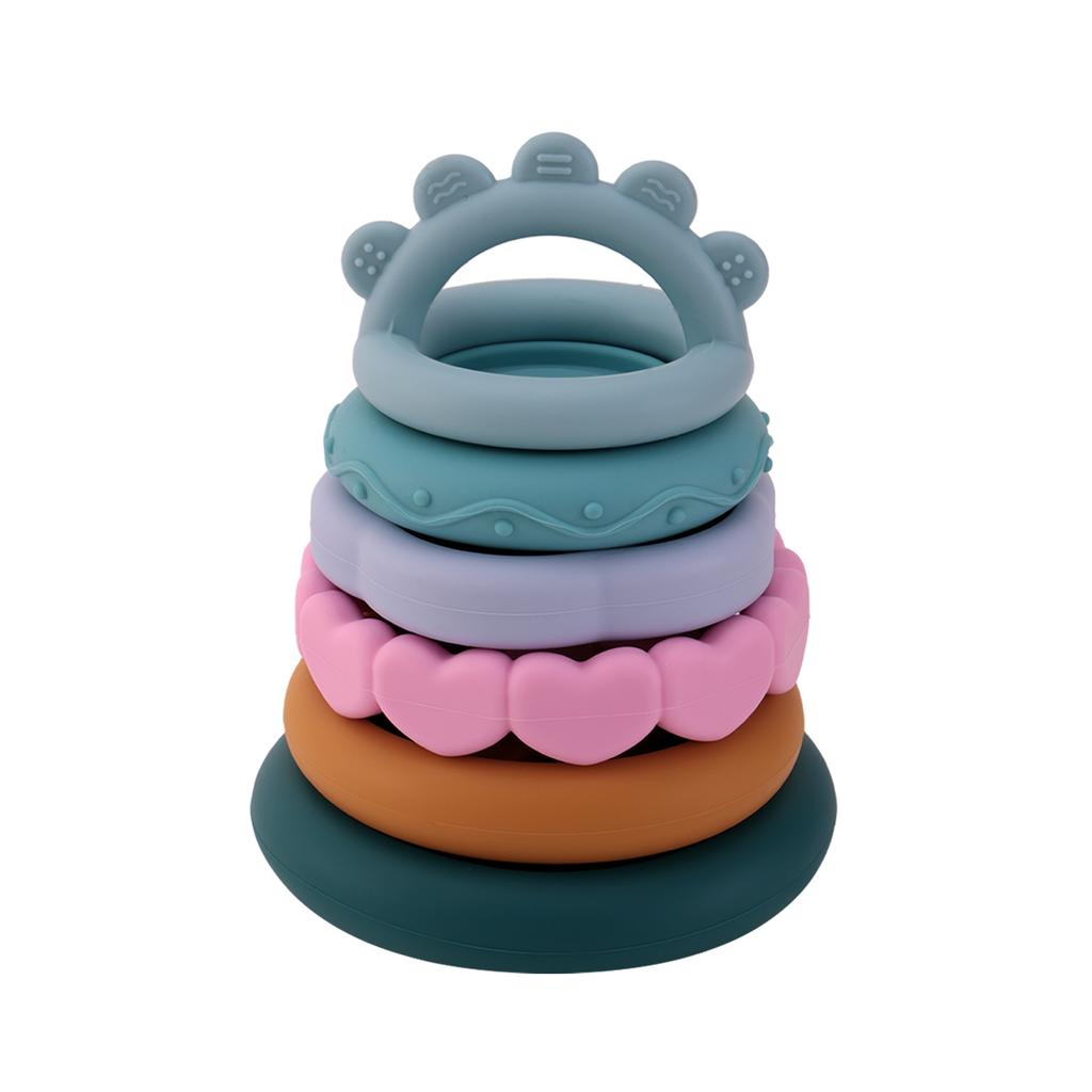 Color Kids 1Set Silicone Stacking Blocks Teether Toy BPA Free Soft Building Montessori Baby Toys 0-12M Safe Chewing Toy