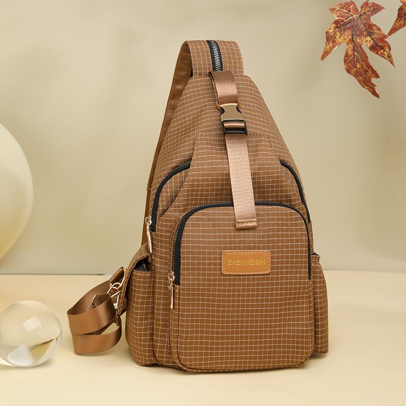 Leichte Brusttasche für Damen Kariert Mehrzweck-Rucksack
