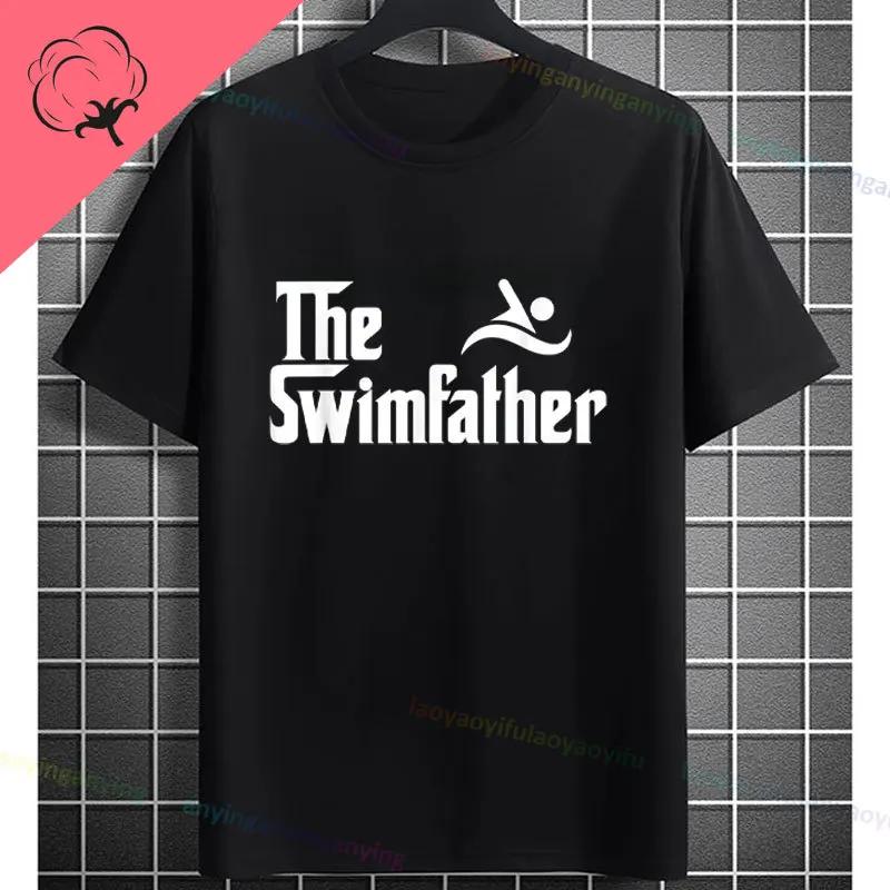 Unisexs Casual Swimmer Graphic Tshirt Black With Dynamic White Swimming Silhouette Design Shortsleeve Crewneck Pure Cotton Tee