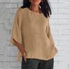 Women's Fashion Half Sleeve Round Neck Colour Loose Casual Shirt Top