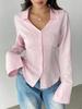 Shirts Phumee Striped Flare Sleeve V-neck Long Sleeve A0026