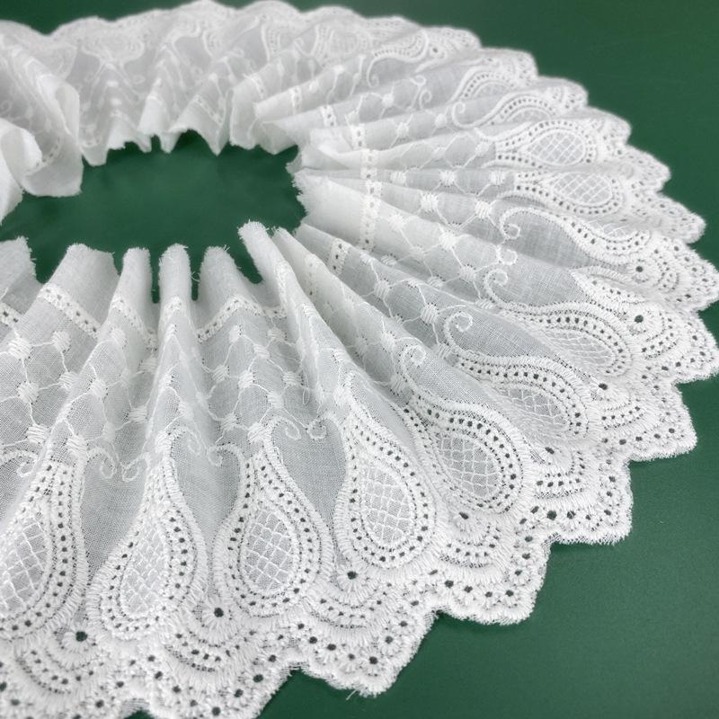 2Meters/lot 11 Cm Wide Palace Gourd Embroidery Pure Cotton White Apricot Black Lace Clothing Sofa Curtain Fabric Lace DIY
