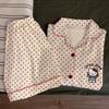 Damen Pyjama-Set im koreanischen Stil mit Cartoon-Polka-Dots – Kurzarm und Shorts, leichte Sommer-Homewear