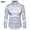 Men's European-Size Shiny Long Sleeve Turn-Down Collar Casual Fashion Shirt - Autumn 17 Collection