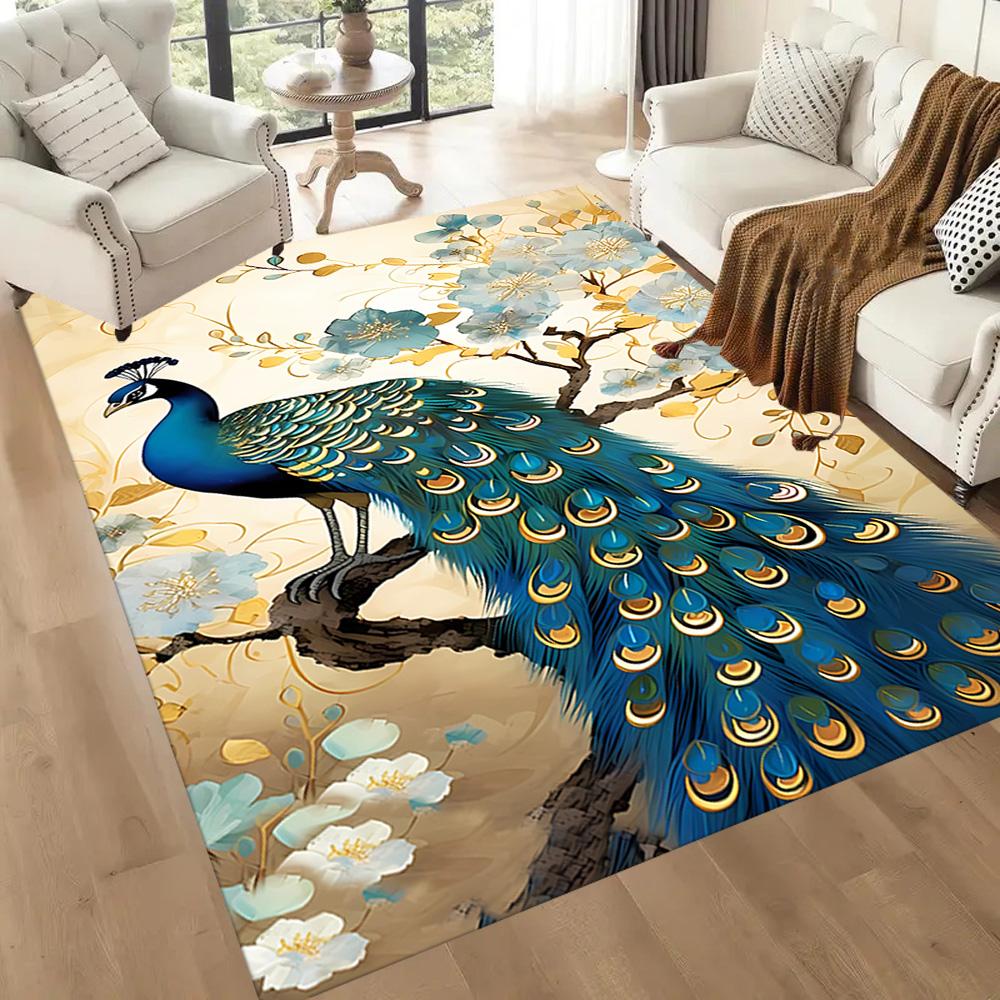 Elegant Peacock Fantasy Art Floor Mats for Living Room, Bedroom and Room Decoration Are Suitable for Gifts.