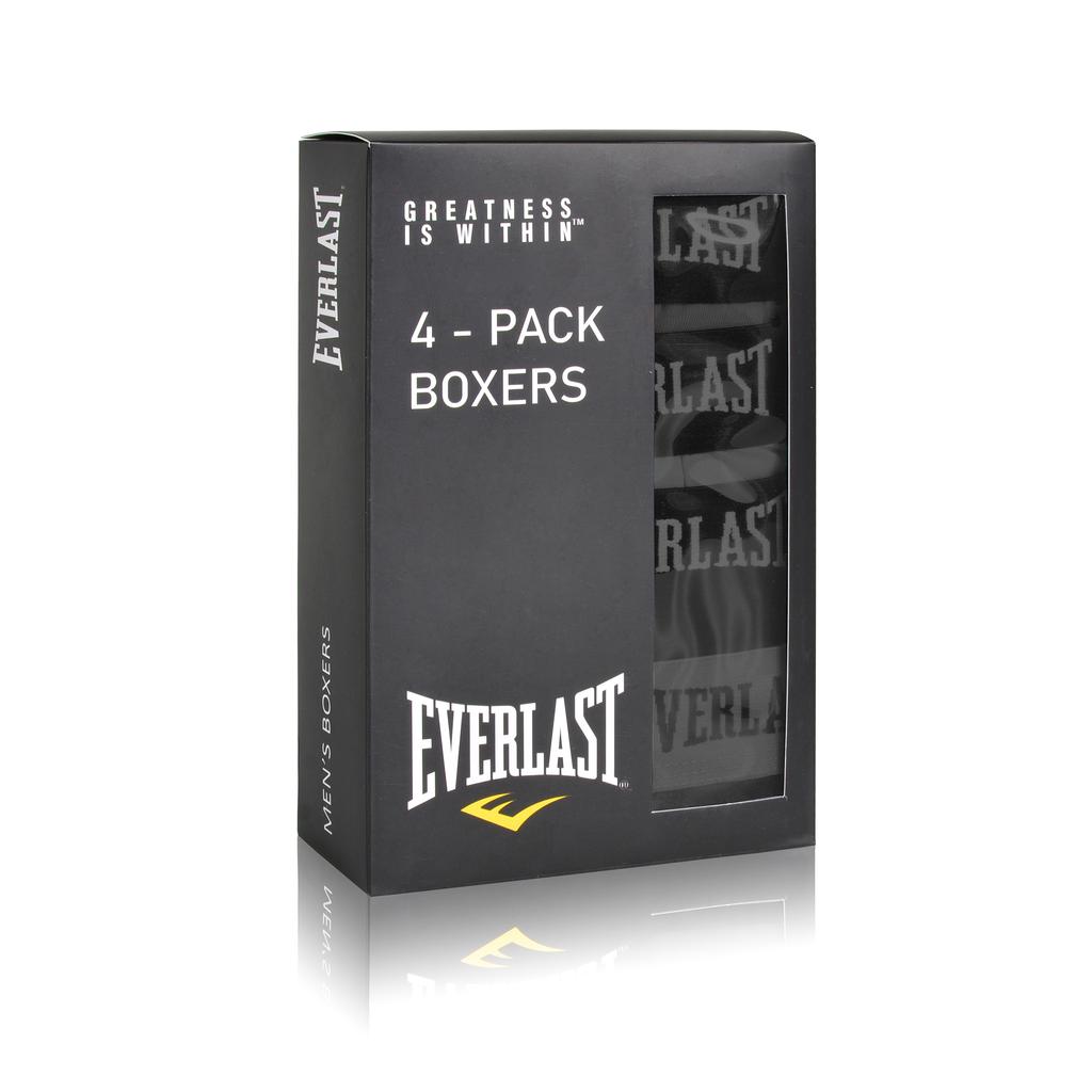 EVERLAST Men's Boxer Shorts Cotton Logo Black Set of 4