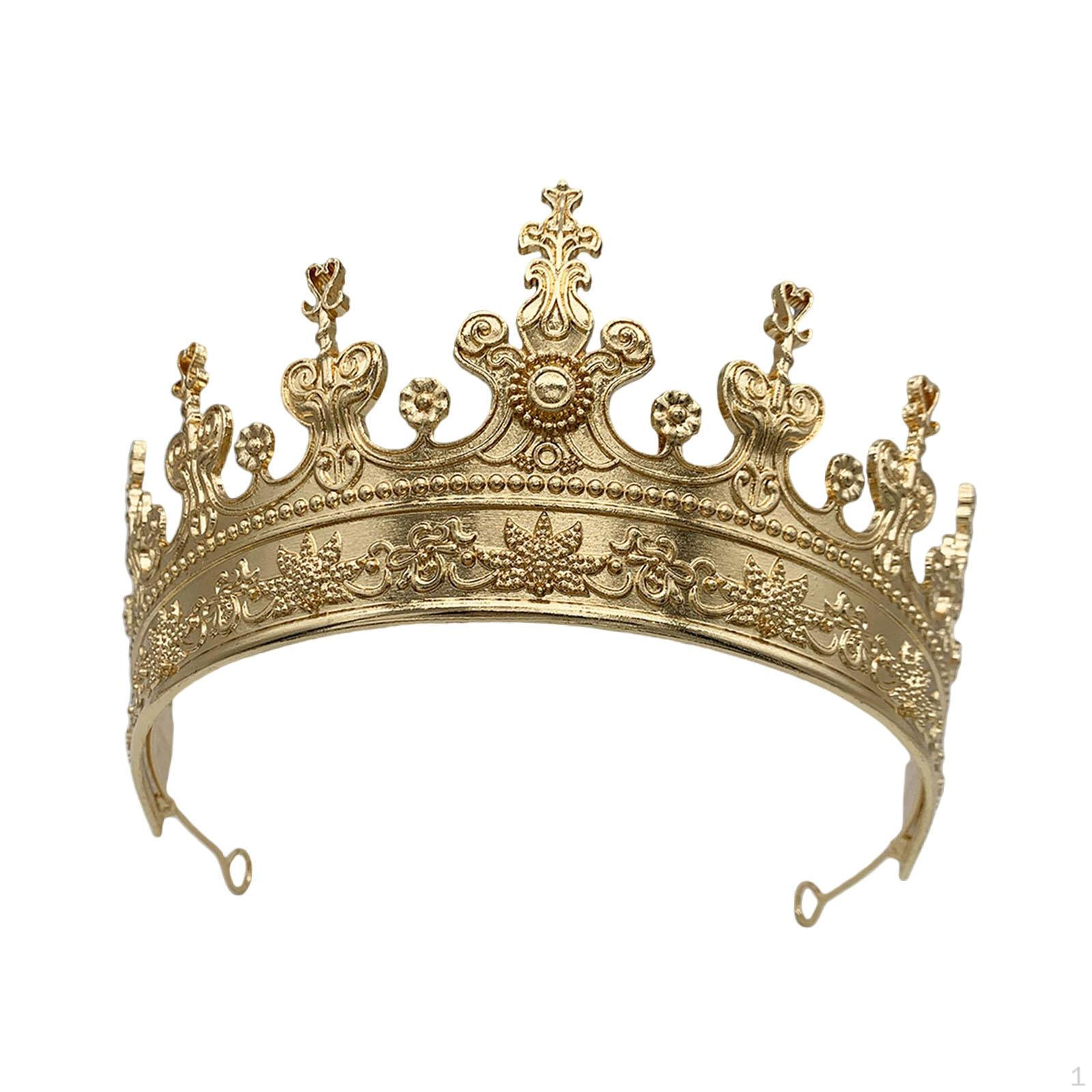 

King Tiara Comfort to Wear Metal Cosplay Headpiece Medieval Crown for Anniversary Wedding Prom Gold
