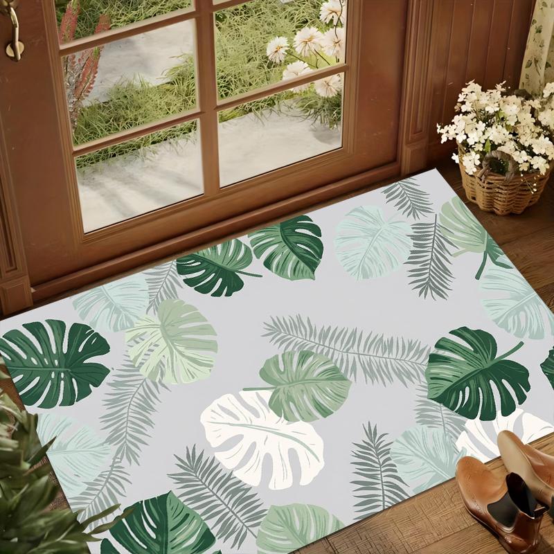 Green Tropical Leaves Kitchen Mat Entrance Doormat Non-slip Washable Kitchen Carpet Living Room Hallway Rugs Bedside Rugs
