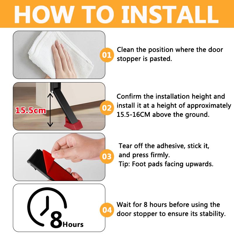 White Door Stopper, No Drilling Required, Easy Self-Adhesive Installation, Noise Insulation Under the Door, Anti-Slip Pads