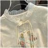 Women's Embroidery Plate Button Blouse Summer Premium Feeling Temperament Short Sleeve Shirt