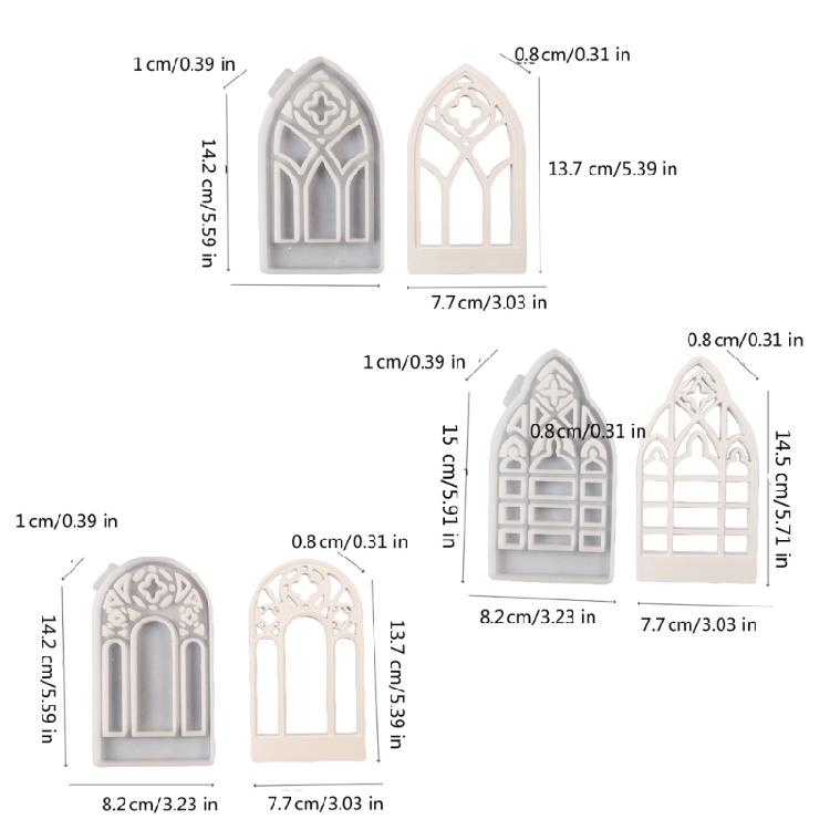 5pcs Candlesticks Silicone Molds Gothic House Candle Holder Castings Molds
