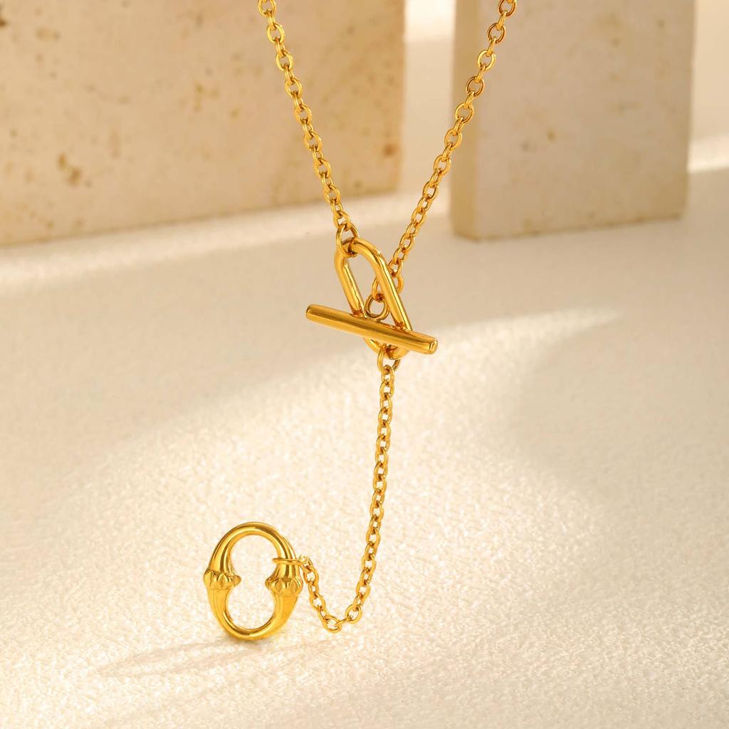 Women'S Jewelry Fashion Geometric Stainless Steel Snake Drop Y-Shaped Gold Necklace 2133