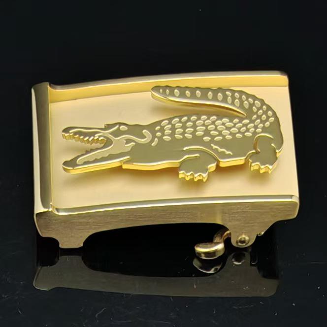 Fibbia Automatica per Cintura in Acciaio Inossidabile con Design Animale - Accessorio da Uomo Tigre Coccodrillo