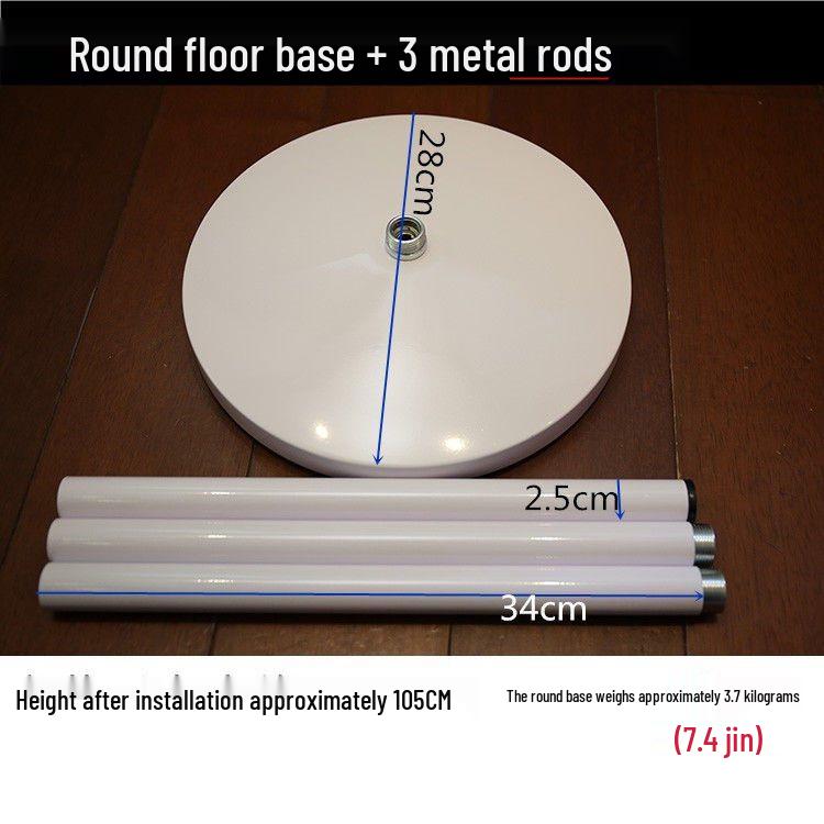 Large Round Base Floor Lamp with Metal Pole and Moxibustion Stand