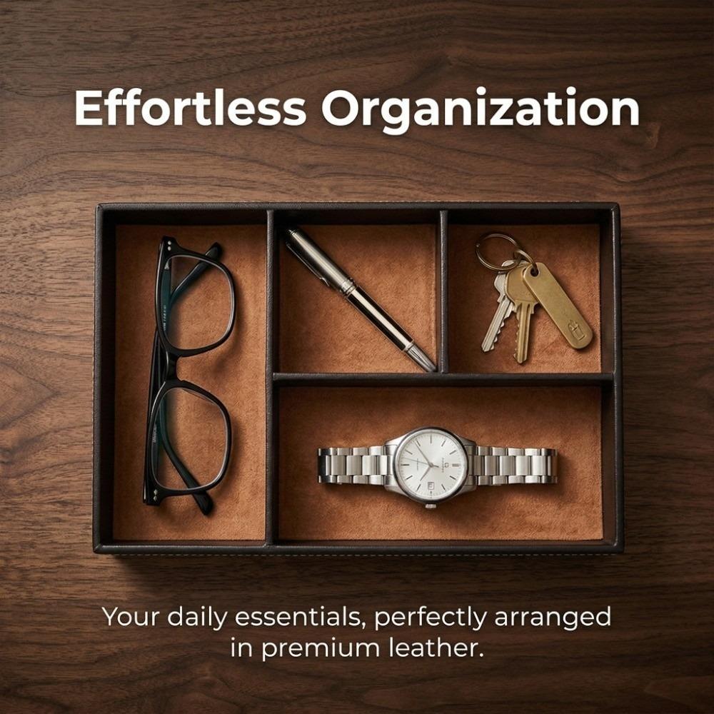 Multi-function Stationery Organizer Leather Desktop Box Neat Arrange Storage Tray  Business Supply