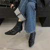 Fashion SUOJIALUN 2025 Winter New Brand Women Ankle Boots Fashion Buckle Round Toe Ladies Elegant Short Boots Thin Low Heel Dress Pumps