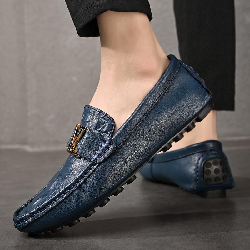 Doudou shoes men's 2025 autumn new leather soft-soled casual versatile one-pedal first-layer cowhide men's shoes loafers