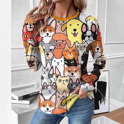 Women's T-Shirts Long Sleeved Round Neck Loose Fitting Women's Top T-shirt