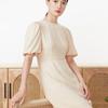 Jiu Zi Anna Kou Fashion Commuter Puff Sleeve Acetate Midi Dress