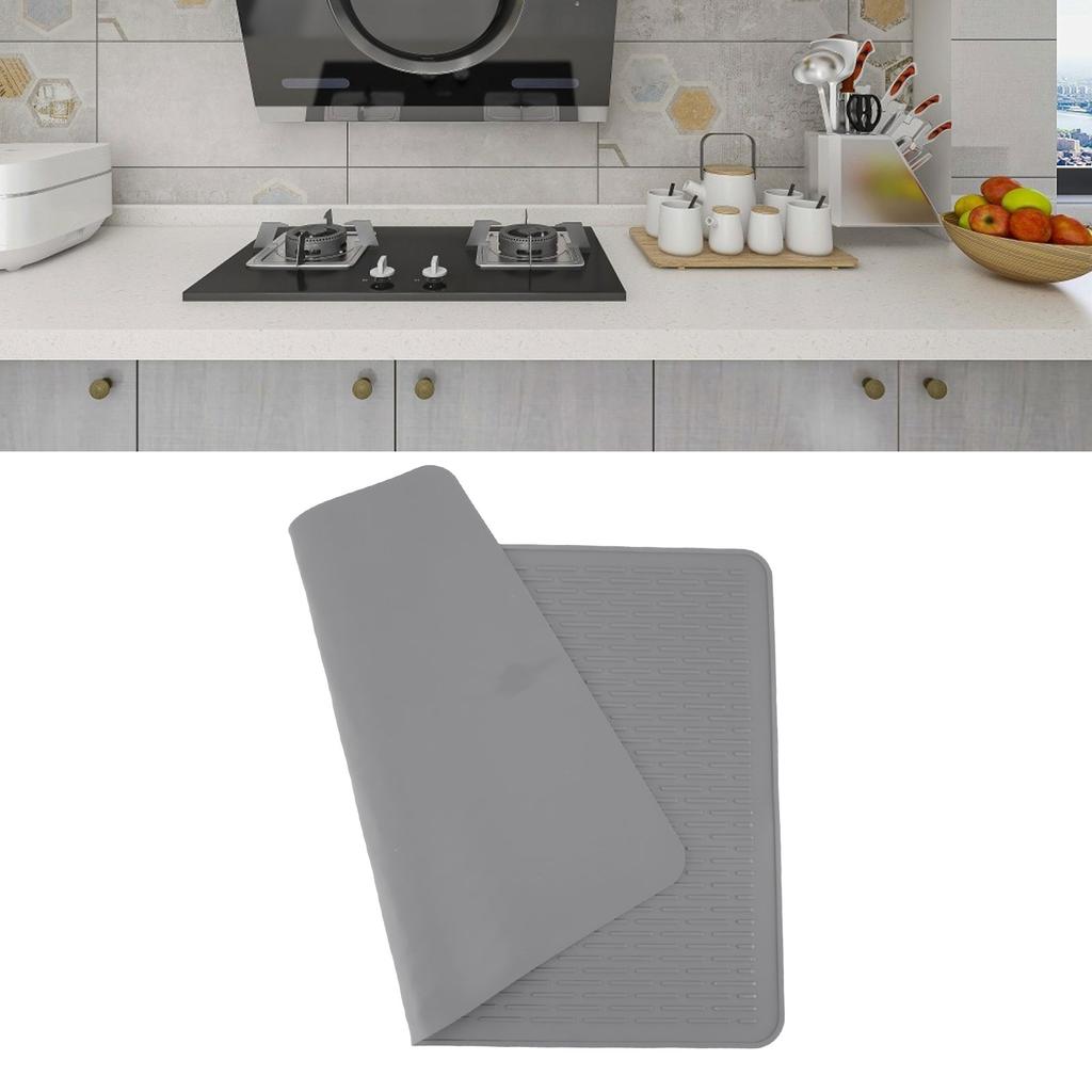 Dish Drying Mat Silicone Non Slip Heat Resistant Hot Pot Dish Pad for Kitchen Counter Table Under Sink Drawer Liner