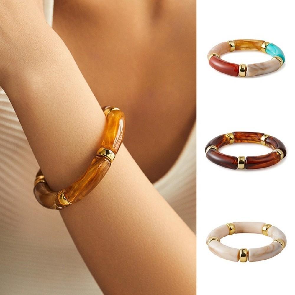 Bamboo Bohemia Style Bracelets Acrylic Women Bangle Fashion Beads Bracelets  Couple