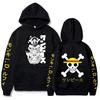Felpa con Cappuccio Top Felpato Stampata Anime One Piece Luffy